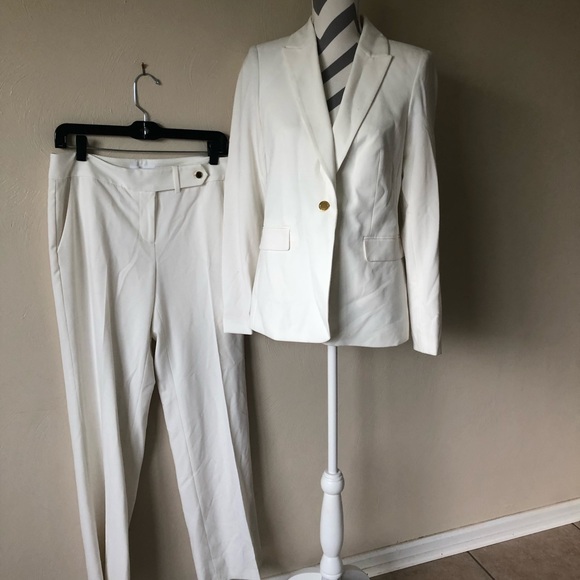 calvin klein white pantsuit